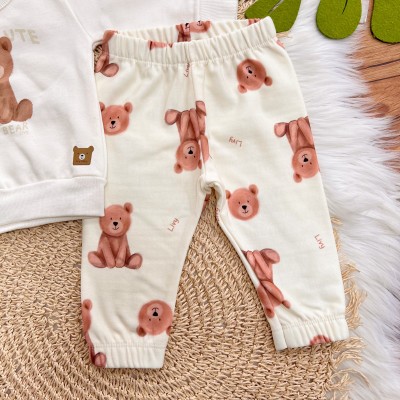 Conj. Casaco Super Cute Baby Bear e Calça - Off White